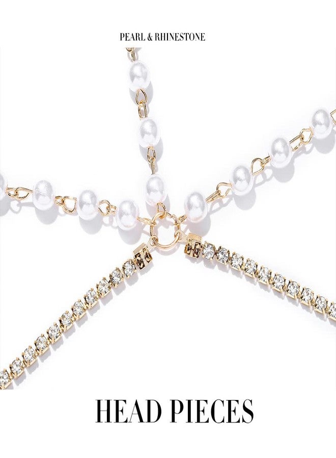 RECTYO GALLERY 1 Pcs Premium Boho Pearl Head Chain Vintage Crystal Headpieces Wedding Rhinestone Hair Jewelry Party Festival Hair Accessories for Women and Girls (Gold) - Image 4