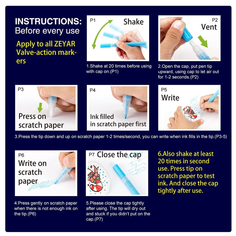 ZEYAR Acrylic Paint Pens, Extra Fine, 24 Colors, Permanent & Waterproof Ink, AP Certified, Works on Rock, Wood, Glass, Metal, Ceramic and Non porous Surfaces (24 Colors) - Image 3