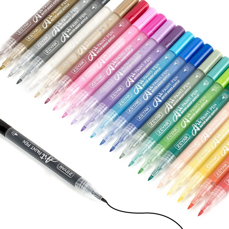 ZEYAR Acrylic Paint Pens, Extra Fine, 24 Colors, Permanent & Waterproof Ink, AP Certified, Works on Rock, Wood, Glass, Metal, Ceramic and Non porous Surfaces (24 Colors) - Image 1