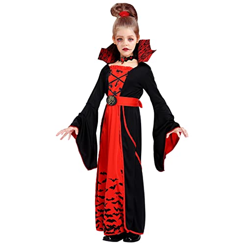 ThinkMax Halloween Vampire Costume for GirlsKids Royal Queen Skirt for Halloween Dress Up PartyS57 Years - Image 1