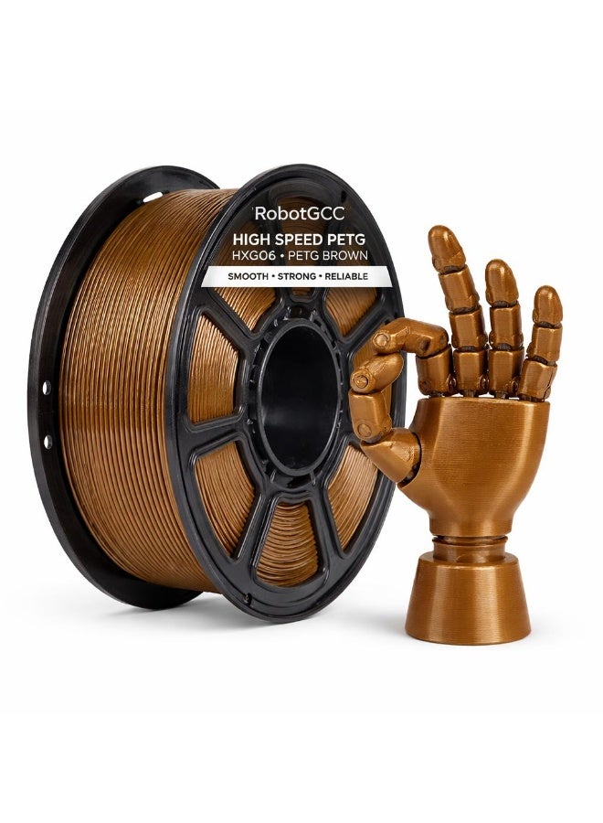 RobotGCC PETG Brown 3D Printer Filament 1.75mm 1KG, Durable Low-Warping Material, Natural Brown PETG Utility Color for Wood-Themed Models and Outdoor-Style Decor - Image 1