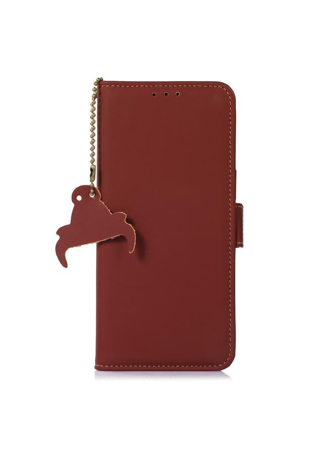 زبون جراب لهاتف iPhone 13 Pro Max مصنوع من الجلد الطبيعي مع خاصية RFID المغناطيسية - Image 2