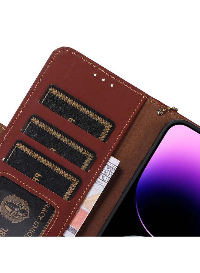 زبون جراب لهاتف iPhone 13 Pro Max مصنوع من الجلد الطبيعي مع خاصية RFID المغناطيسية - Image 5