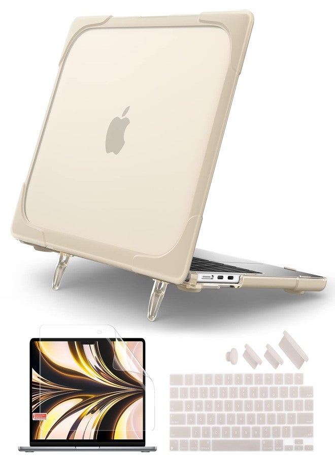 Batianda for M4 MacBook Air 13.6 inch Case 2025 2024 2022 Release Model A3240 A2681(M2) A3113(M3), Heavy Duty Shockproof Protective Hard Shell with Fold Kickstand & Keyboard Cover, Khaki - Image 1