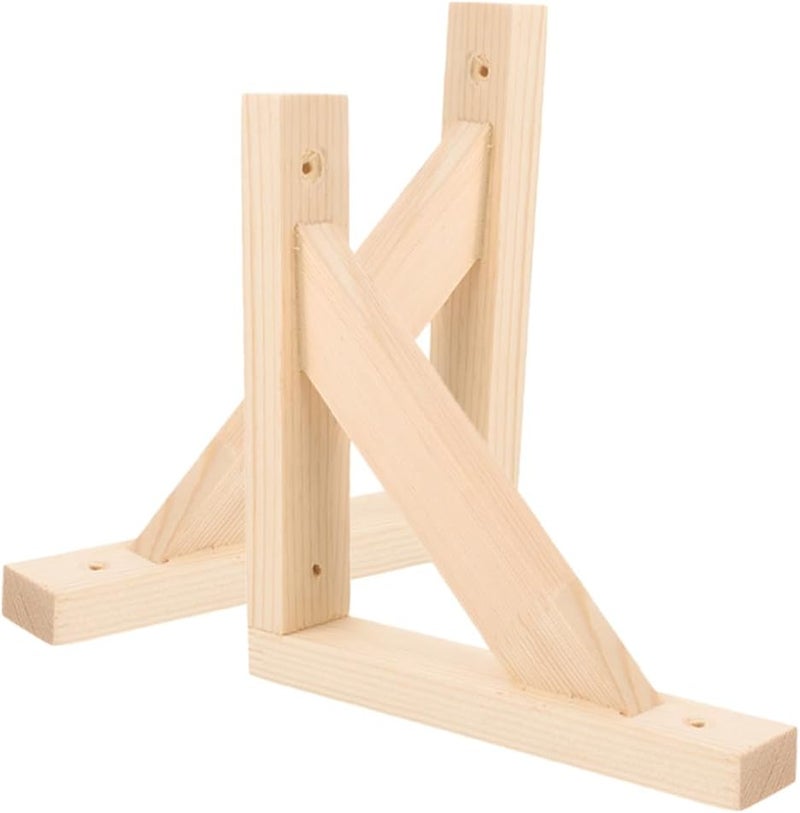 DOITOOL 2pcs Heavy Duty Floating Shelf Bracket Solid Wood Corner Bracket for Wall Mounting Sturdy Support for Shelving Home Garage Garden Storage - Image 1