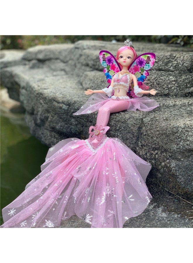 دمية حورية البحر على شكل حورية البحر من Dragon Princess هدية عيد ميلاد للأطفال من الشركة المصنعة لدمية الدمية - اللون: موسيقى خفيفة وذيل شاش وأجنحة السمك (لون الأجنحة عشوائي) - Image 1