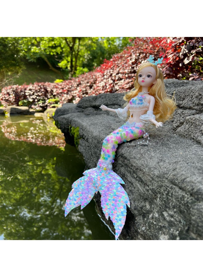 دمية حورية البحر على شكل حورية البحر من Dragon Princess هدية عيد ميلاد للأطفال من الشركة المصنعة لدمية الدمية - اللون: موسيقى خفيفة وذيل شاش وأجنحة السمك (لون الأجنحة عشوائي) - Image 3