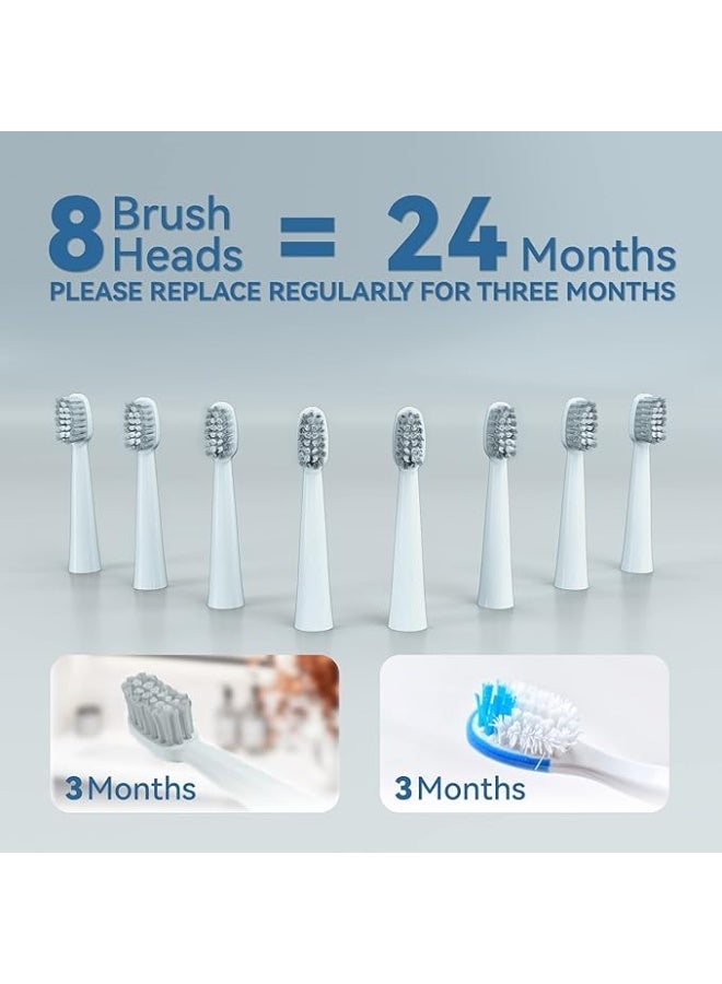 7AM2M Sonic Electric Toothbrush for Adults and Kids- High Power Rechargeable Toothbrushes with 8 Brush Heads,5 Adjustable Modes, Built-in 2-Minute Smart Timer,4 Hours Fast Charge for 30 Days (White) - Image 5