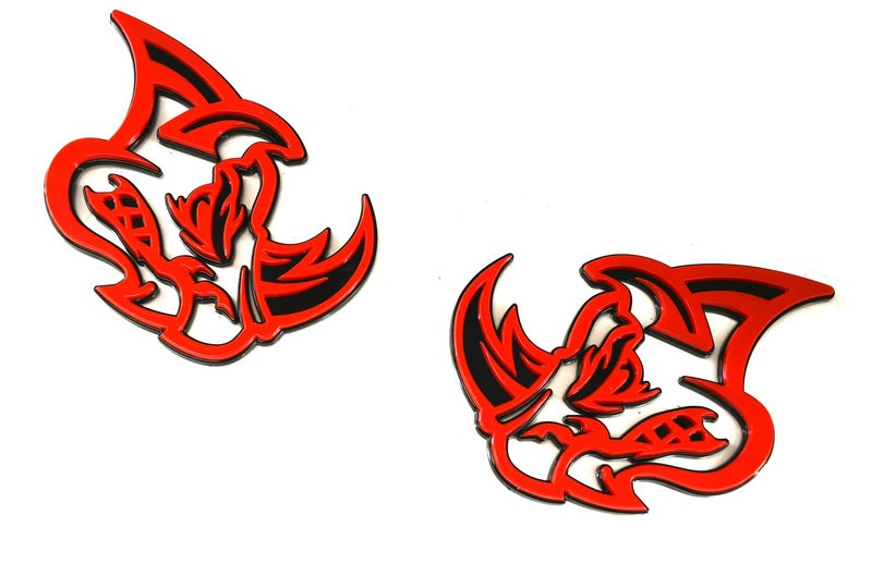Chywcar 2Pcs 3D Rhino Emblems Car Badge Custom New Side Rear Front Hood Door Decal Replacement for Car Truck SUV Motorcycles (Red) - Image 2