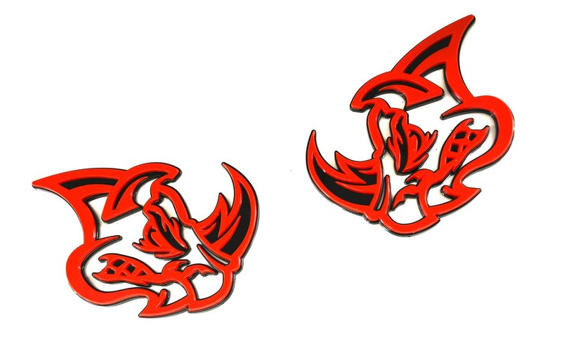 Chywcar 2Pcs 3D Rhino Emblems Car Badge Custom New Side Rear Front Hood Door Decal Replacement for Car Truck SUV Motorcycles (Red) - Image 3