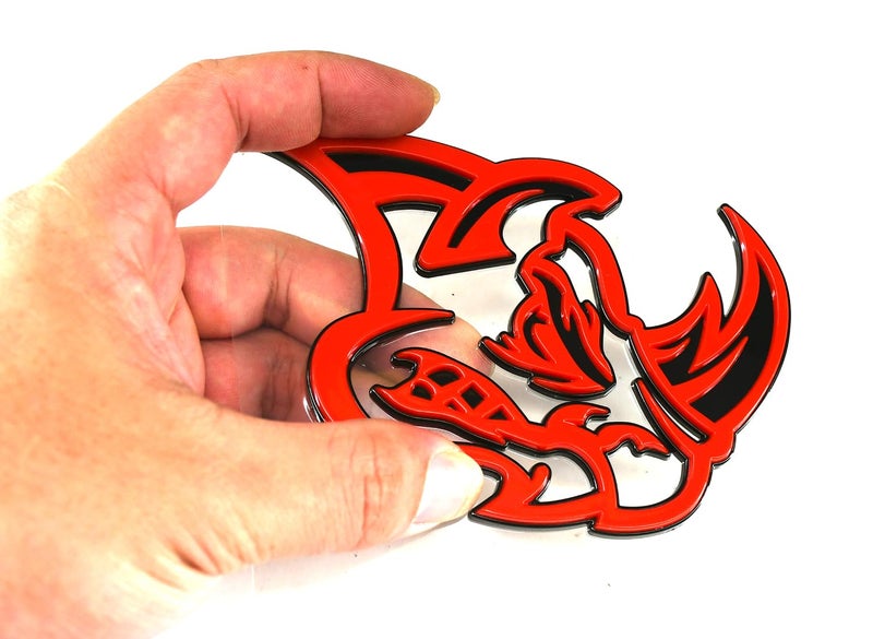 Chywcar 2Pcs 3D Rhino Emblems Car Badge Custom New Side Rear Front Hood Door Decal Replacement for Car Truck SUV Motorcycles (Red) - Image 4