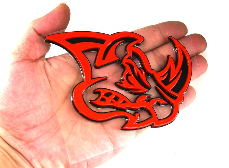 Chywcar 2Pcs 3D Rhino Emblems Car Badge Custom New Side Rear Front Hood Door Decal Replacement for Car Truck SUV Motorcycles (Red) - Image 5