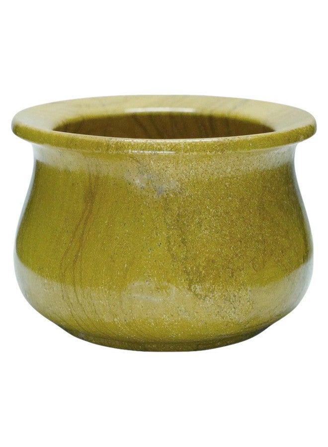 Chinkara Jaisalmer Yellow Stone Handi, Stone Kitchen Utensil, 850Ml(6Inch * 6Inch * 3Inch)
