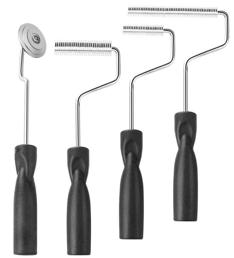Fiberglass Roller Tools Kit 4Pcs Bubble Paddle Tool Fiberglass Resin Laminating Roller Set for Tub Shower Bathtub Boat Repair