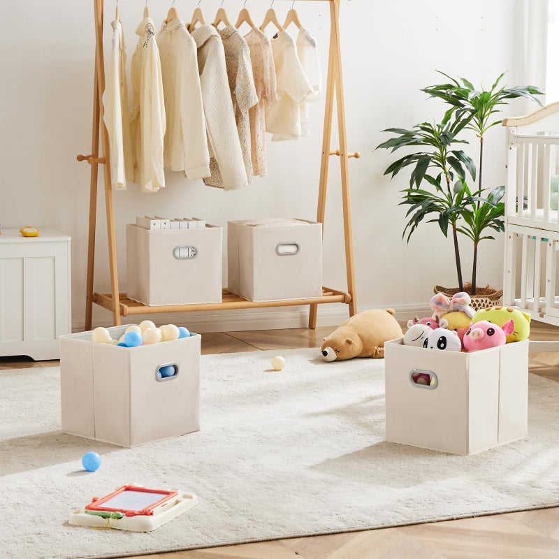 MAX Houser 6 Pack Foldable Fabric Storage Bins with Handles - Ideal for Closet Organization, Bedroom and Nurseryï¼ˆ Beige, 12"x12"x12"ï¼‰ - Image 2