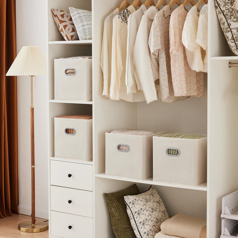 MAX Houser 6 Pack Foldable Fabric Storage Bins with Handles - Ideal for Closet Organization, Bedroom and Nurseryï¼ˆ Beige, 12"x12"x12"ï¼‰ - Image 5