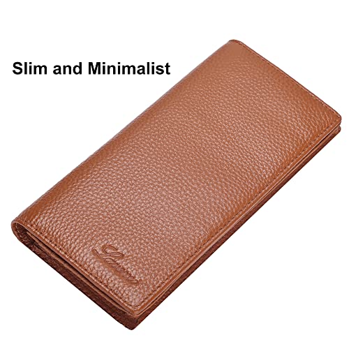 Lavemi Ultra Slim Thin Leather Women Wallet RFID Blocking Credit Card Holder Bifold Long Ladies Billfold (Brown) - Image 2