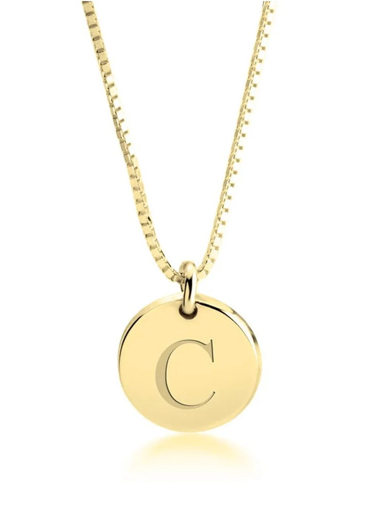 FK Jewellers - Silver 925 Personalized Engraved Letter Disc Necklace - Image 1
