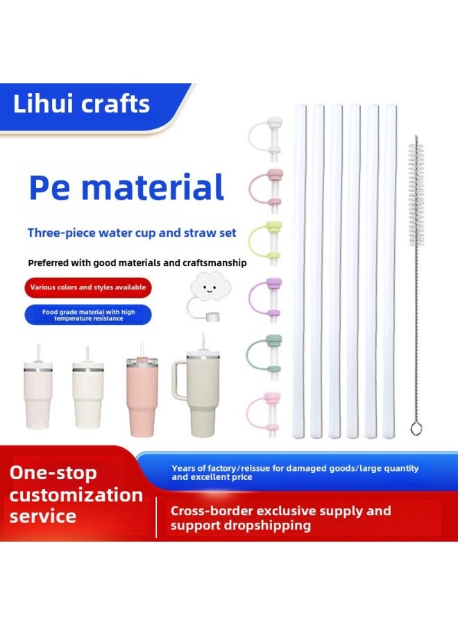 Cross-border Stanley PE Straw Replacement Suit Cloud Straw Cap Three-piece Set Stanley Water Cup 40oz Straw-Color:Box + 6 Tubes + 2 Brushes - Image 2