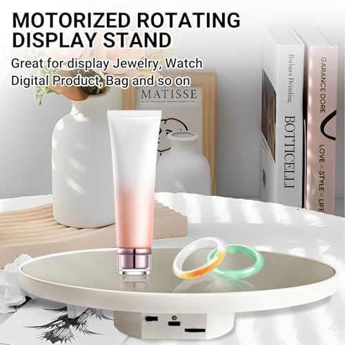 JAYEGT Motorized Rotating Display Stand, 10inch /11Lbs Load ,Mirror Cover ，360 Degree Electric Rotating Turntable ,Cup Display Turner Stand,Photography Products, Jewelry ,Tumbler -White - Image 3