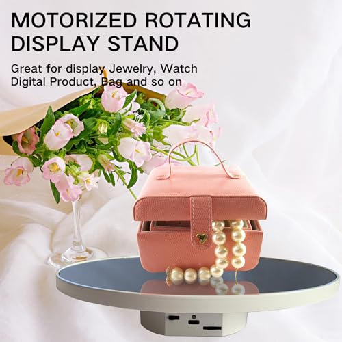 JAYEGT Motorized Rotating Display Stand, 10inch /11Lbs Load ,Mirror Cover ，360 Degree Electric Rotating Turntable ,Cup Display Turner Stand,Photography Products, Jewelry ,Tumbler -White - Image 4