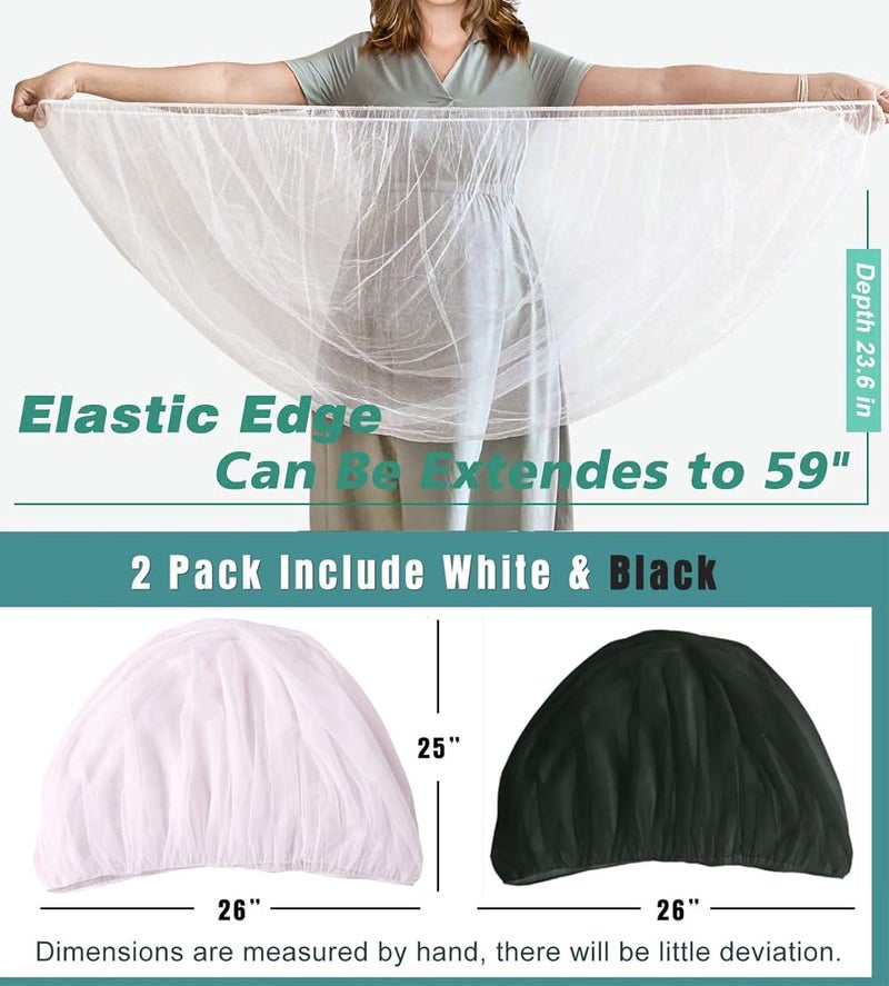 Sysmie Durable Baby Stroller Mosquito Net (2 Pack) - Universal Elastic Edge Mesh Cover for Bassinets, Cradles, Playards, Car Seats & Mini Cribs | Breathable Travel Essential Newborn Protection (Black+White) - Image 2