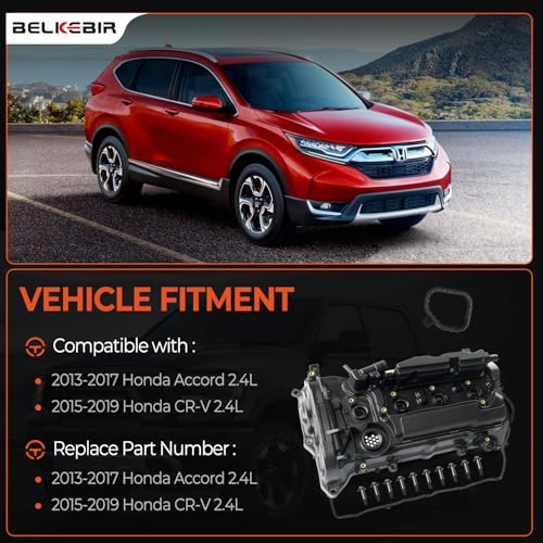 BELKEBIR Engine Valve Cover with Gasket Compatible with 2013-2017 Honda Accord 2015-2019 Honda CR-V 2.4L Replace 12310-RDF-A01, 12310RDFA01 - Image 2