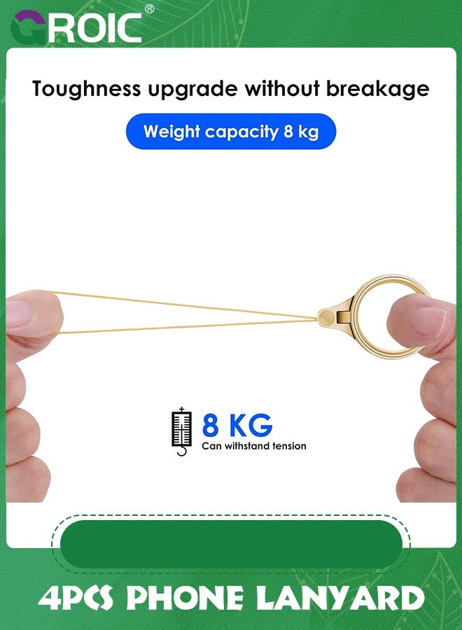 GROIC 4 قطع من أحزمة حلقات الهاتف الخلوي، حامل حلقة إصبع الهاتف الفضي والذهبي والأسود والذهبي الوردي، وحامل قبضة الهاتف، وحلقة الهاتف الساحرة، وحامل حلقة الهاتف، وسلسلة حبل الإصبع - Image 5