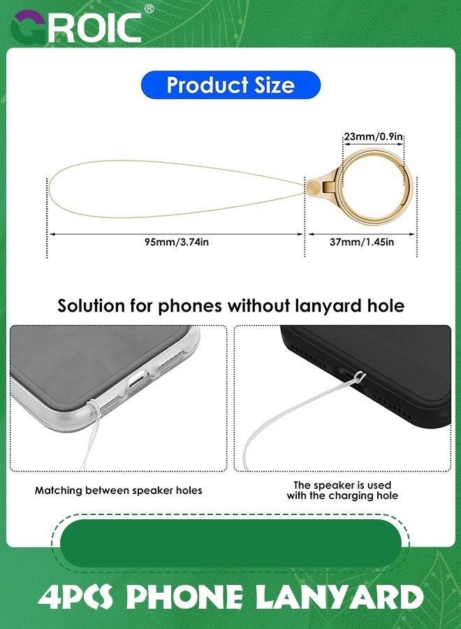 GROIC 4 قطع من أحزمة حلقات الهاتف الخلوي، حامل حلقة إصبع الهاتف الفضي والذهبي والأسود والذهبي الوردي، وحامل قبضة الهاتف، وحلقة الهاتف الساحرة، وحامل حلقة الهاتف، وسلسلة حبل الإصبع - Image 2