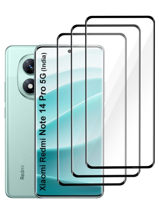 MARGOUN Pack Of 3 3D Curved Tempered Glass Screen Protector for Xiaomi Redmi Note 14 Pro 5G