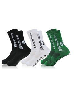 Generic 3 Pairs Grip Socks Football Socks for Men Cushioned Non Slip Football Socks Basketball Hockey Sports Anti Slip Socks for Children Teenagers  - Image 1