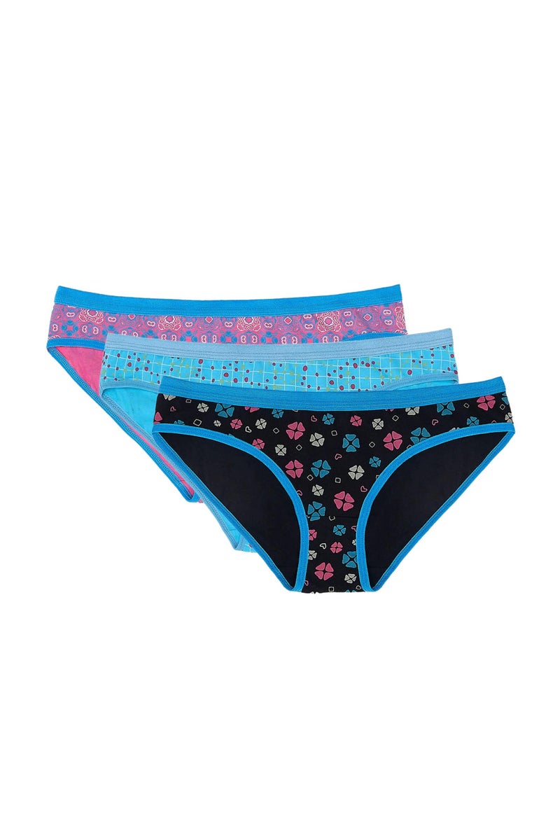 Dice Women's Underwear Set, 3 Non Padded Sport Bra Tops, 3 Cotton Bikini Panties - Image 5