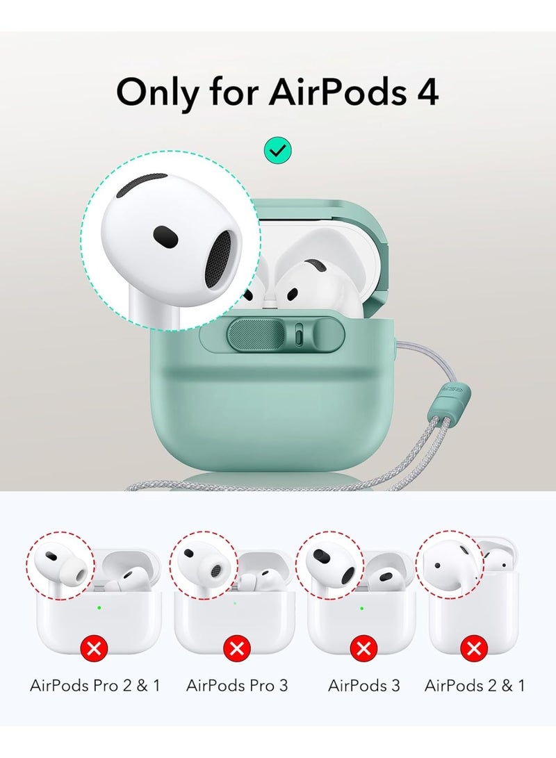 اي اس ار ESR for AirPods 4 Case, Compatible with AirPods 4 Generation Case (2024)(USB-C), MagSafe Compatible, Magnetic Lid Lock, Drop-Proof Protection Cover with Lanyard, Pulse Series green - Image 2