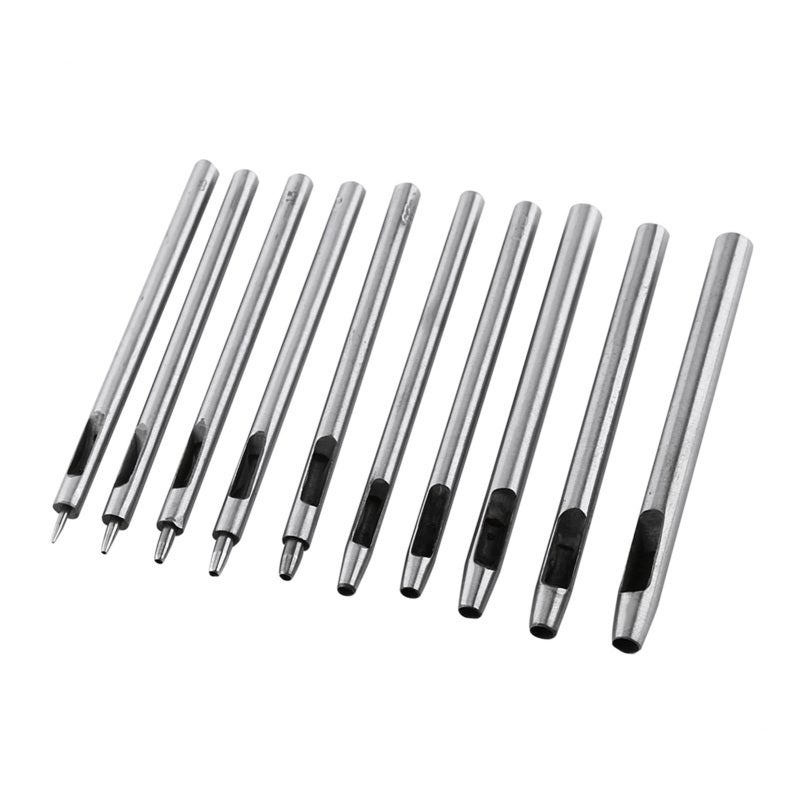 10pcs Metal Punch Leather Puncher Hole Kit Hollow Belt Craft Tool 0.5-5mm - Image 1