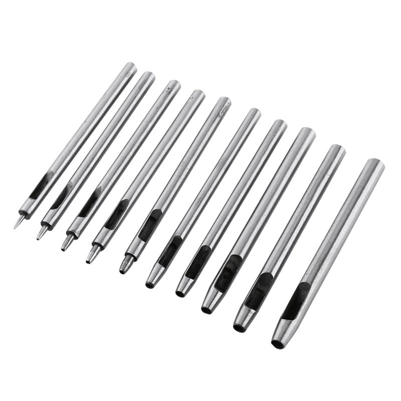 10pcs Metal Punch Leather Puncher Hole Kit Hollow Belt Craft Tool 0.5-5mm - Image 3