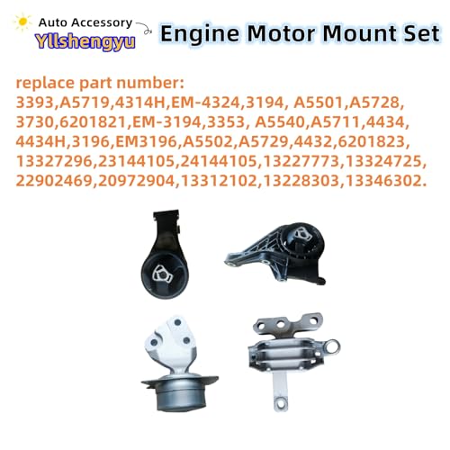 Yllshengyu 4Pcs Engine Motor & Transmission Mount Kit - Compatible with Malibu 2013-2015 L4 2.5L, Replaces OE A5502 A5711 A5501 A5719 3393 3194 3353 3196 - Image 3