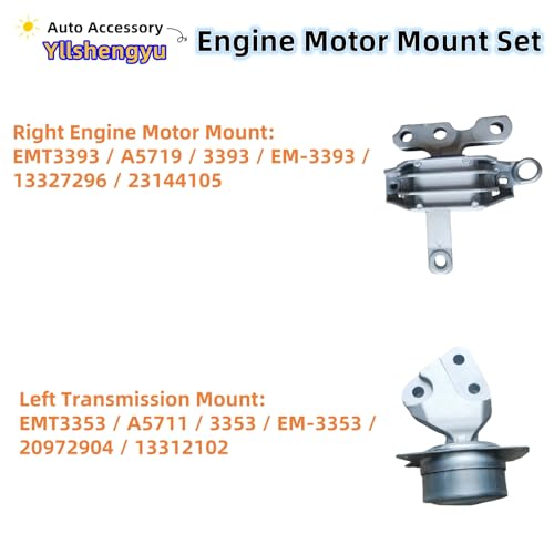 Yllshengyu 4Pcs Engine Motor & Transmission Mount Kit - Compatible with Malibu 2013-2015 L4 2.5L, Replaces OE A5502 A5711 A5501 A5719 3393 3194 3353 3196 - Image 4