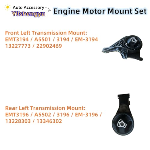 Yllshengyu 4Pcs Engine Motor & Transmission Mount Kit - Compatible with Malibu 2013-2015 L4 2.5L, Replaces OE A5502 A5711 A5501 A5719 3393 3194 3353 3196 - Image 5