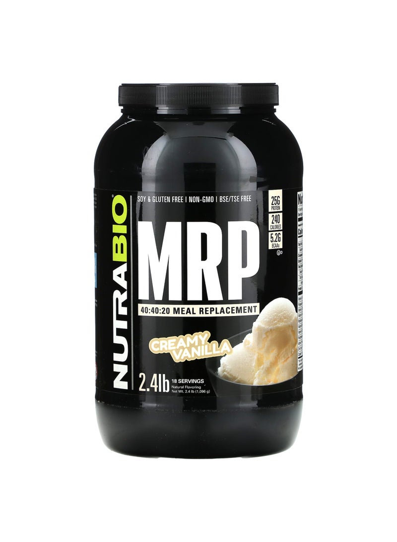 NutraBio MRP 40:40:20 Meal Replacement, Creamy Vanilla, 2.4 lb (1,096 g)