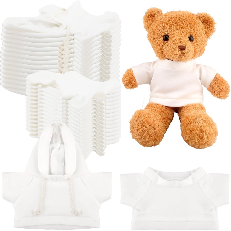 Swakuta 30 Pcs White Teddy Bear Clothes Blank Stuffed Animal Shirt Hoodie Sublimation Bear Clothing for 15 Inch Stuffed Bears Dolls DIY Color Style 2 - Image 3