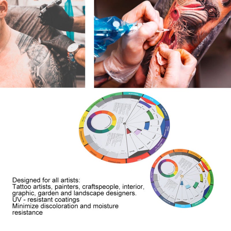 Tattoo Color Wheel: 2pcs Different Diameter Rotatable Double-Sided UV & Moisture Resistant Coating - Simplify Color Selection & Interaction Understanding Color Mixing Guide for Tattoo Artists, Painter - Image 4