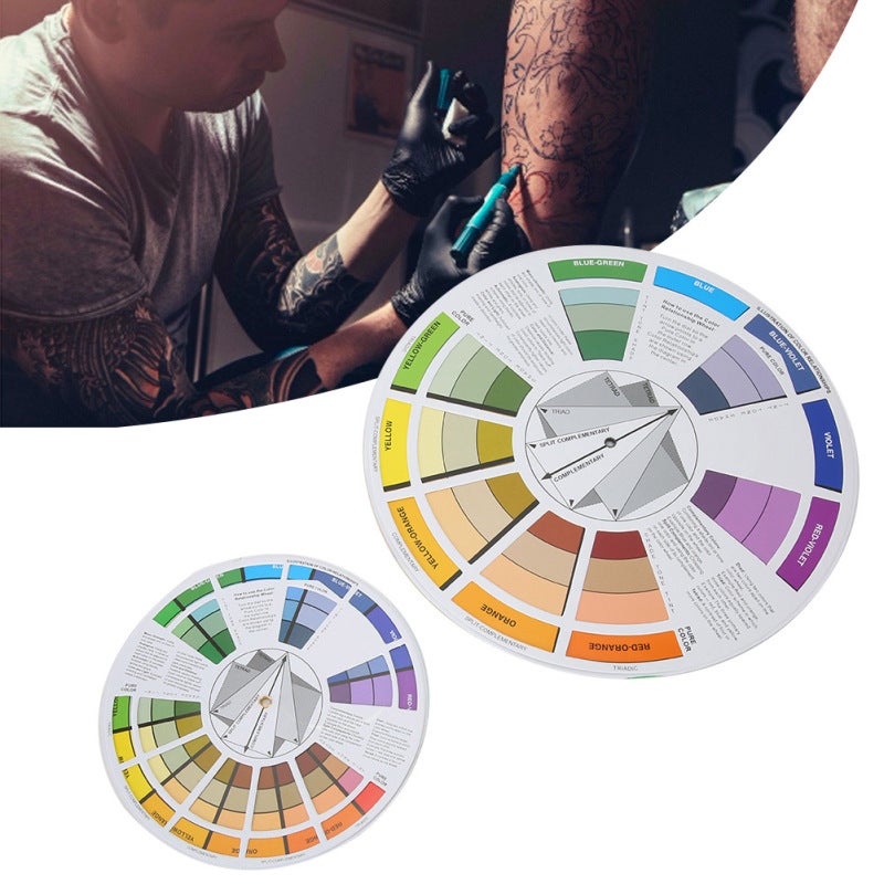Tattoo Color Wheel: 2pcs Different Diameter Rotatable Double-Sided UV & Moisture Resistant Coating - Simplify Color Selection & Interaction Understanding Color Mixing Guide for Tattoo Artists, Painter - Image 5