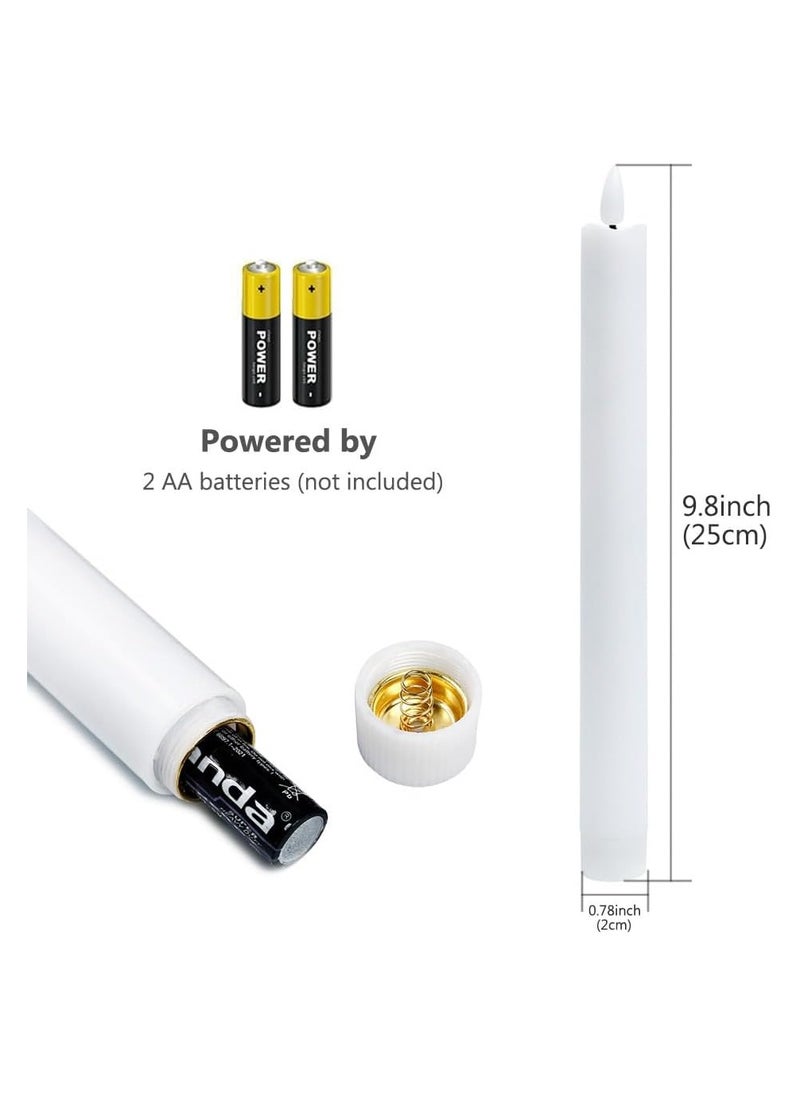 شموع LED عديمة الرائحة وعديمة اللهب والدخان، شموع إضاءة داخلية وخارجية تعمل بالبطارية، شموع بطول 25 سم للزينة والأوقات الرومانسية والديكور (1, ابيض)
