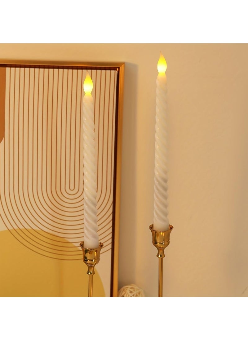 شموع LED عديمة الرائحة وعديمة اللهب والدخان، شموع إضاءة داخلية وخارجية تعمل بالبطارية، شموع بطول 25 سم للزينة والأوقات الرومانسية والديكور (1, ابيض)