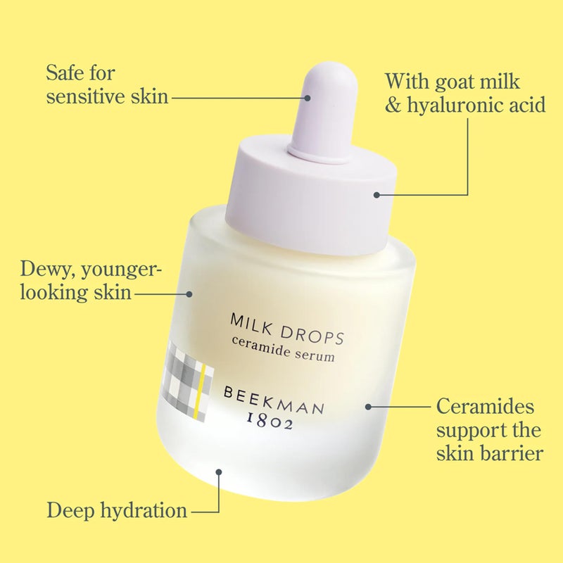 Beekman 1802 Milk Drops Ceramide Facial Serum - Squalane Oil, Hyaluronic Acid & Goat Milk Face Moisturizer - Boosts Skin Radiance & Hydrates Deeply - Fragrance Free - For Oily/Acne Prone Skin - Image 2