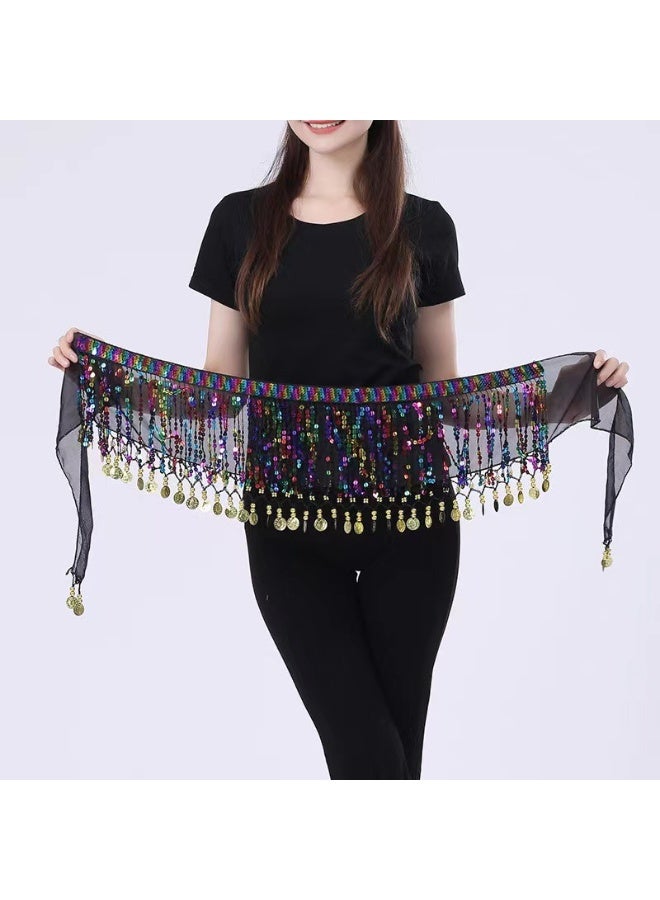 أوشحة رقص شرقي نسائية للرقص الشرقي للنساء وشاح شيفون متدلي للرقص الشرقي مع شرابة عملة معدنية - Image 3