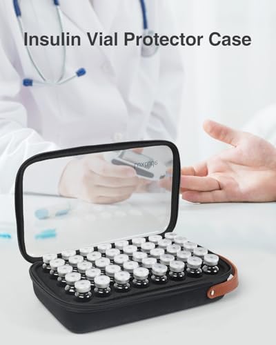 Luxtude Insulin Vial Protector Case 40 Slots Clear Insulin Vial Cases for Diabetics Standard 10ml U100 Vials Travel Peptide Storage Cases for Fridge Vials Holder Organizer Bag Case Only - Image 5