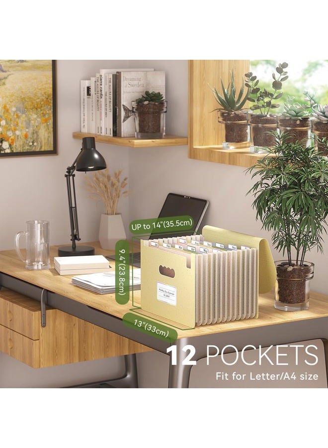 EcoStash Accordian File Organizer, 12 Pockets Wheat Straw Expanding File Folders, Monthly Bill Receipt Organizer, 100% BPA Free, Return to Nature, Healthy Living, Letter/A4 Size - Wheat Yellow - Image 2