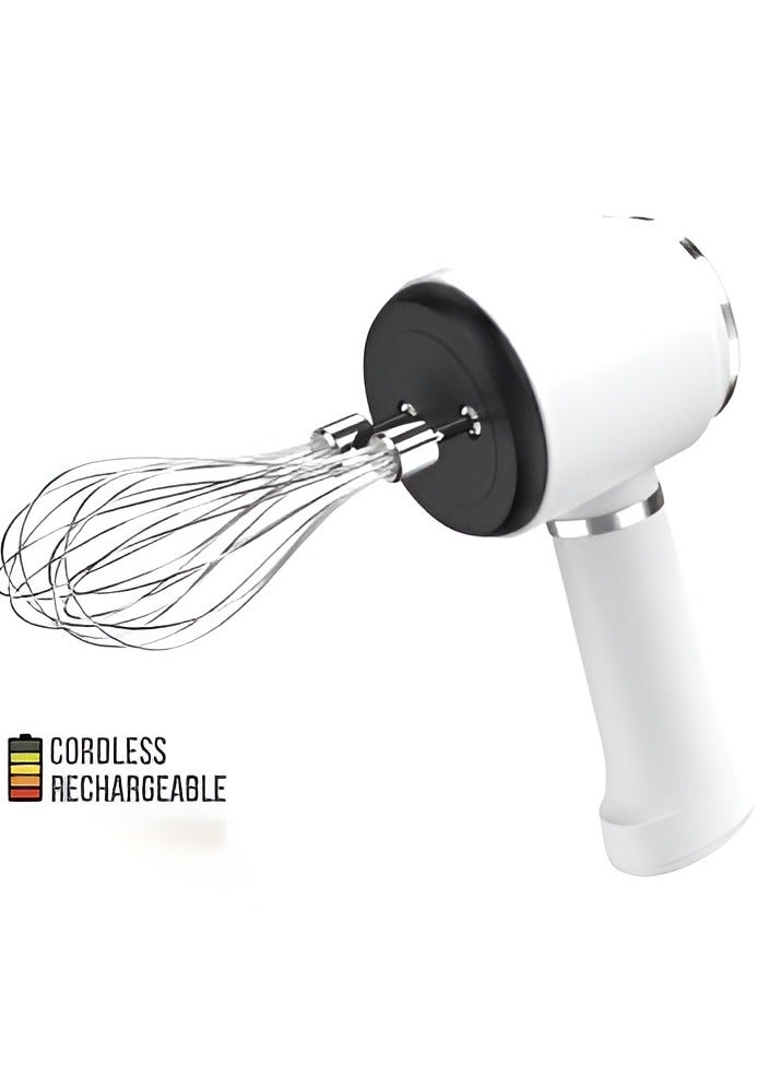 Cordless Rechargeable Hand Mixer, 1500W Electric Mixer with 3 Speed Control, Food-Grade Beaters, Portable Kitchen Mixer with 2 Pairs of Stainless Steel Attachments for Baking, Whipping & Mixing  - Image 1
