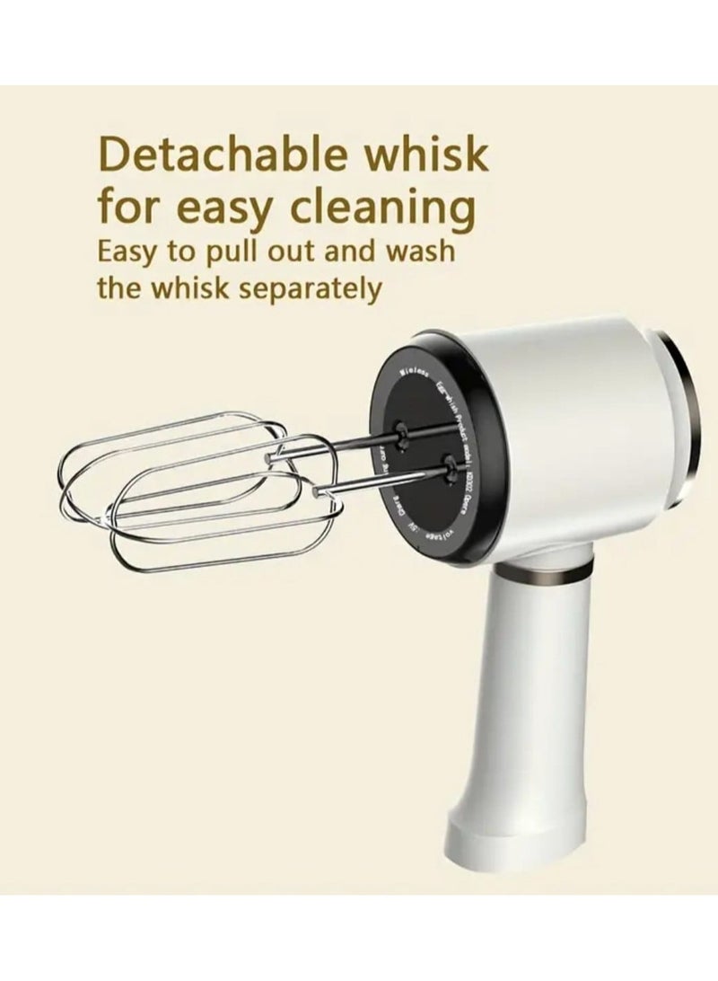 Cordless Rechargeable Hand Mixer, 1500W Electric Mixer with 3 Speed Control, Food-Grade Beaters, Portable Kitchen Mixer with 2 Pairs of Stainless Steel Attachments for Baking, Whipping & Mixing  - Image 2